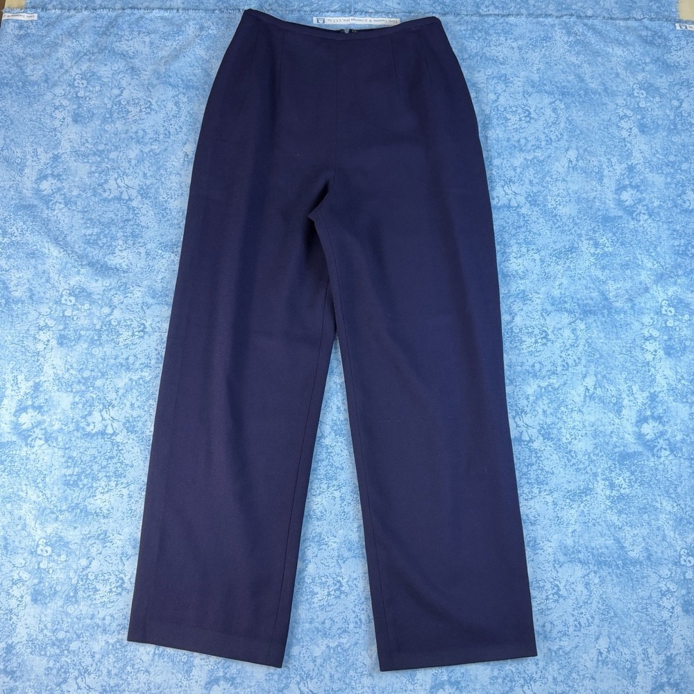 Vintage Elie Tahari Wool Wide Leg Trouser  Pants Purple High Waist Back Zip Sz 8
